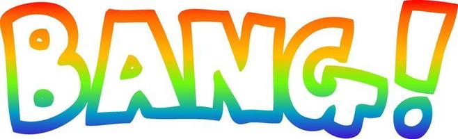 desenho de linha de gradiente de arco-íris palavra de desenho animado estrondo vetor