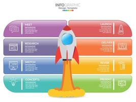 modelo de design de infográfico com 6 opções de cores. vetor