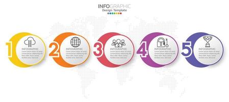 design de modelo infográfico com 5 opções de cores. vetor