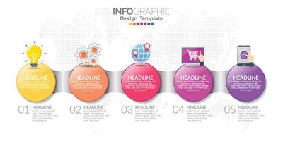 conceito de negócio infográfico com 5 opções ou etapas. ilustração vetorial vetor