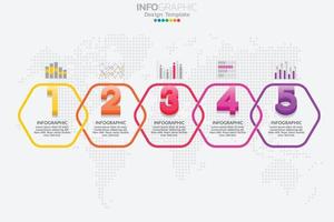 conceito de negócio infográfico com 5 opções ou etapas. ilustração vetorial vetor