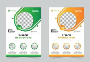 modelos de pacote de folheto de comida de restaurante abstrato ou design de folheto de comida saudável orgânica vetor