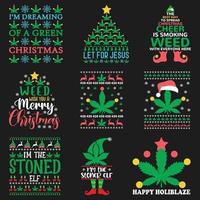 camiseta de vetor de tipografia de maconha de maconha de natal