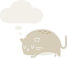 gato bonito dos desenhos animados e balão de pensamento em estilo retrô vetor