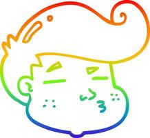 desenho de linha de gradiente de arco-íris desenho de rosto de menino de desenho animado vetor