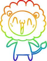 linha de gradiente de arco-íris desenhando leão de desenho animado feliz vetor