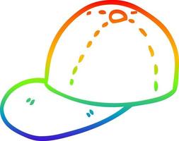 boné de beisebol dos desenhos animados de desenho de linha gradiente arco-íris vetor