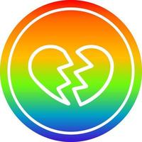 coração partido circular no espectro do arco-íris vetor