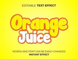 tipografia de efeito de texto de suco de laranja vetor