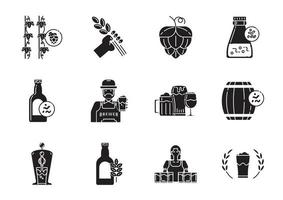 conjunto de ícones de glifo de cerveja artesanal vetor