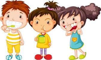 grupo de crianças fofas com atendimento odontológico vetor