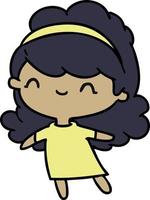 garota kawaii dos desenhos animados com faixa de cabeça vetor