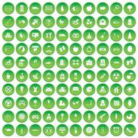 100 ícones de licença maternidade definir círculo verde vetor