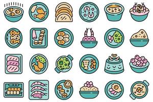 conjunto de ícones de cozinha caribenha vetor plana