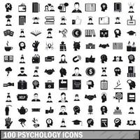 conjunto de 100 ícones de psicologia, estilo simples vetor