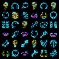 conjunto de ícones de piercing neon vector