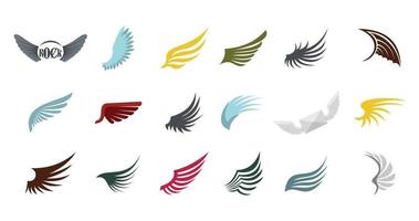 conjunto de ícones de asas, estilo simples vetor