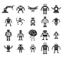 conjunto de ícones do robô, estilo simples vetor