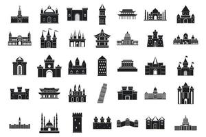 conjunto de ícones do castelo, estilo simples vetor