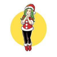 design de ilustração vetorial de menina de natal vetor