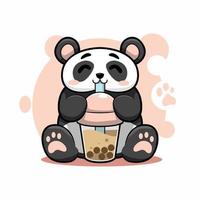 design de ilustração vetorial de panda bebendo boba vetor