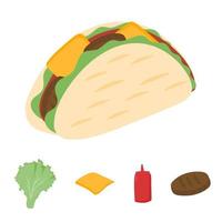 mão desenhada de receita deliciosa de taco vetor