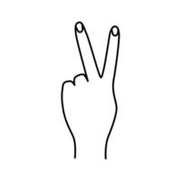 um gesto de mão mostrando dois dedos, amor e paz, um sinal de vitória. ilustração vetorial em um fundo branco. vetor