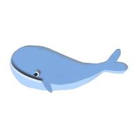 vetor baleia de plasticina azul. ilustração infantil para um quarto infantil em estilo cartoon.