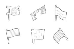 conjunto de ícones de bandeira, estilo de contorno