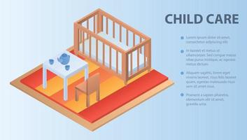 fundo de conceito de cuidados infantis, estilo isométrico vetor