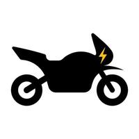 ev ícone preto de silhueta de moto elétrica. pictograma de glifo de motocicleta elétrica. eco eletricidade alternativa de transporte urbano. ícone de veículo de moto elétrica ecologia. ilustração vetorial isolado. vetor