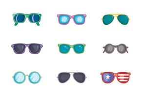 conjunto de ícones de óculos de sol, estilo cartoon vetor