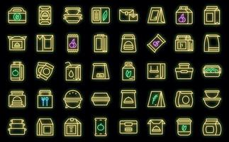 conjunto de ícones de lancheira vector neon