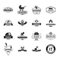conjunto de ícones de logotipo recém-nascido, estilo simples vetor