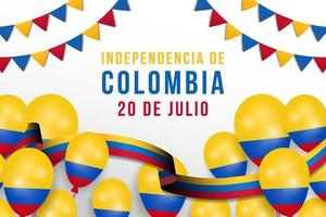 20 de julho fundo do dia da independência da colômbia com bandeira colombiana e balão vetor
