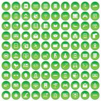 100 ícones de telefone definir círculo verde vetor