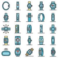 conjunto de ícones de pulseira de fitness vetor plano
