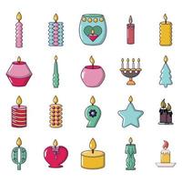 conjunto de ícones de velas, estilo cartoon vetor