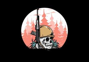 capacete de caveira e soldados com ilustração de arma vetor