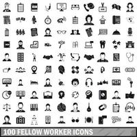 Conjunto de 100 ícones de colegas de trabalho, estilo simples vetor