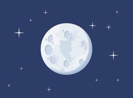 lua cheia ou planeta com fundo estrela no céu azul noturno ilustração vetorial de desenho animado para educação científica de astronomia ou elemento gráfico vetor