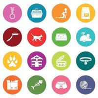conjunto de ícones de ferramentas de cuidados com gatos muitas cores vetor