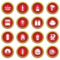 conjunto de ícones de fast food, estilo simples vetor