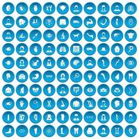 100 ícones de órgão definidos em azul vetor