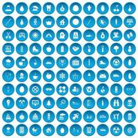 100 ícones de saúde infantil definidos em azul vetor