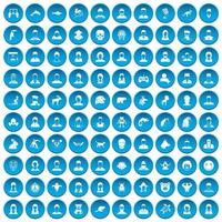 100 ícones de avatar definidos em azul vetor