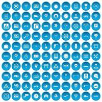 100 ícones de tráfego definidos em azul vetor