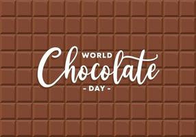 fundo desenhado à mão de feliz dia mundial do chocolate na barra de chocolate. vetor