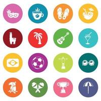ícones de viagens brasil definir vetor de círculos coloridos