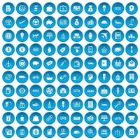 100 ícones de economia definidos em azul vetor